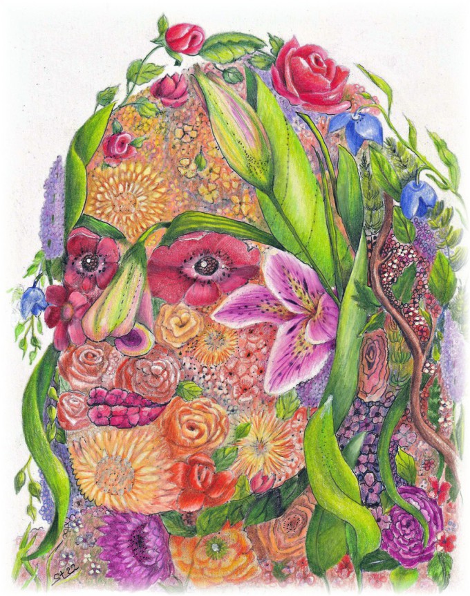 Gesicht aus Blumen